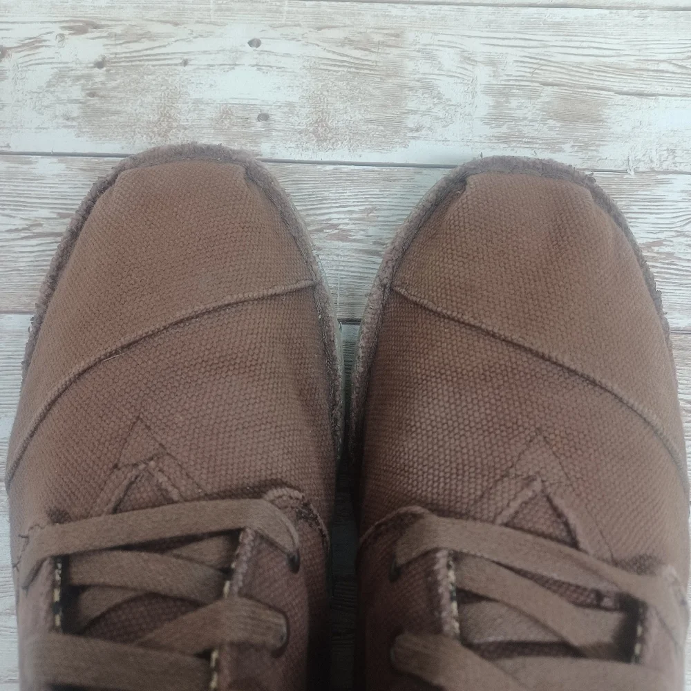 Toms Chukka Canvas Lace Up Ankle Boots High Top Brown Men's Size 10